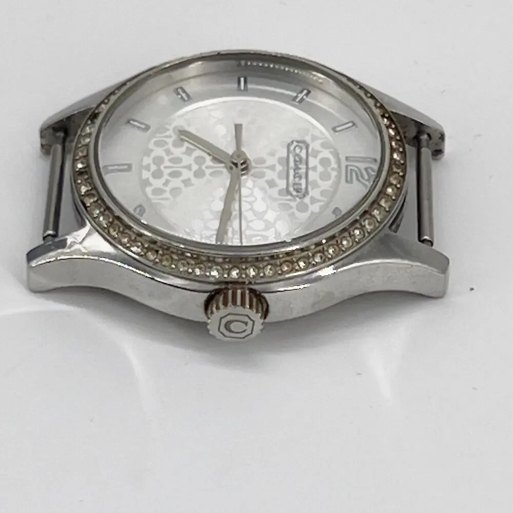 Coach Women’s Watch Silver Tone Crystal Bezel Signature C Dial